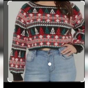 Cropped womens Christmas sweater very gently used sz 3x